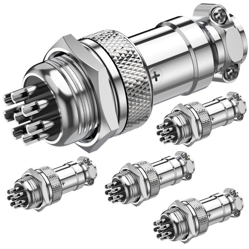 DIYhz GX16 8 Pins Panel Metal Mount Circular Metal Aviation Connector Adapter Male Female Plug Socket (5 Pcs) - Image 1